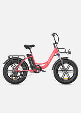 a flamingo pink engwe l20 fat tyre electric bicycle